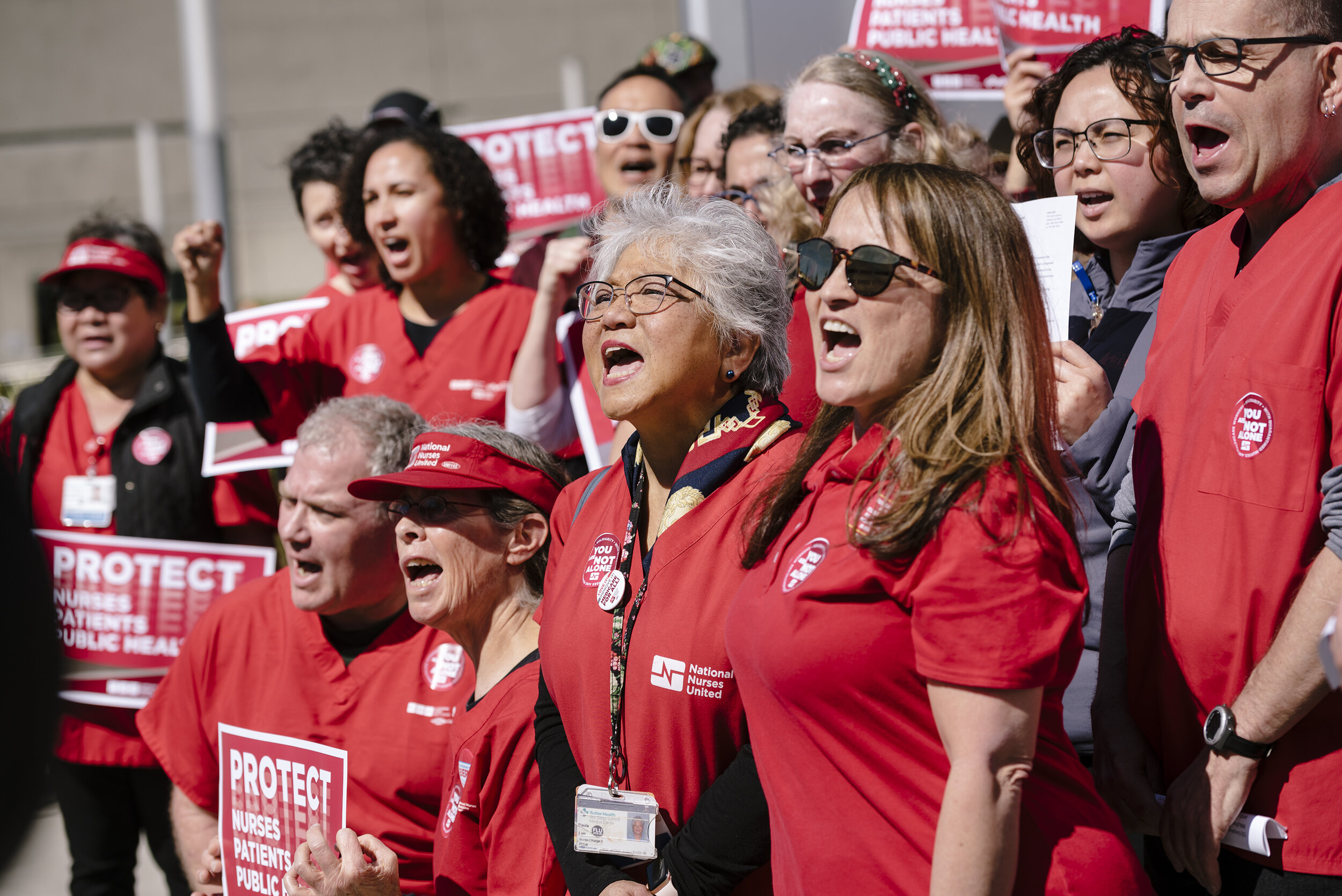  National day of action held by National Nurses United in conjunction with the California Nurses Association in front of Sutter Health's Alta Bates Summit campus in Oakland, California, on Tuesday, March 11, 2020. 