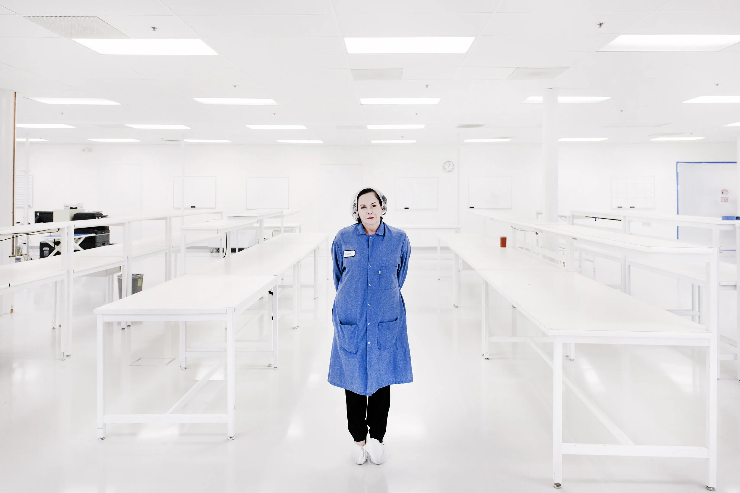  CEO Noreen King, stands for a portrait in an area where medical ventilators will be made at her company Evolve Manufacturing Technologies Inc. in Fremont, Calif, on Wednesday, April , 2020. 
