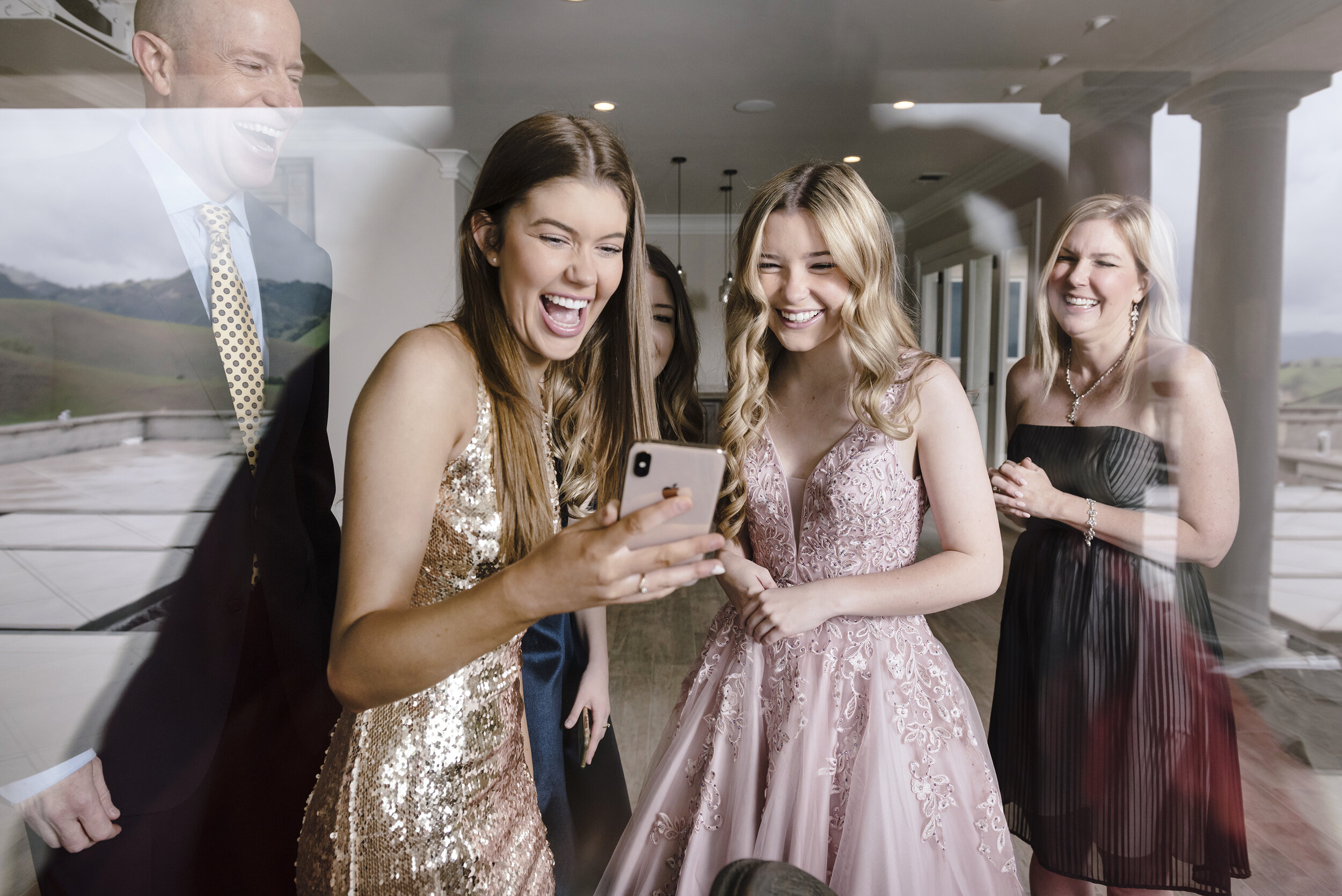  The Reese family films TikTok videos of themselves celebrating the girls' canceled high school prom from their home in Danville, Calif, on Saturday, March 28, 2020.     