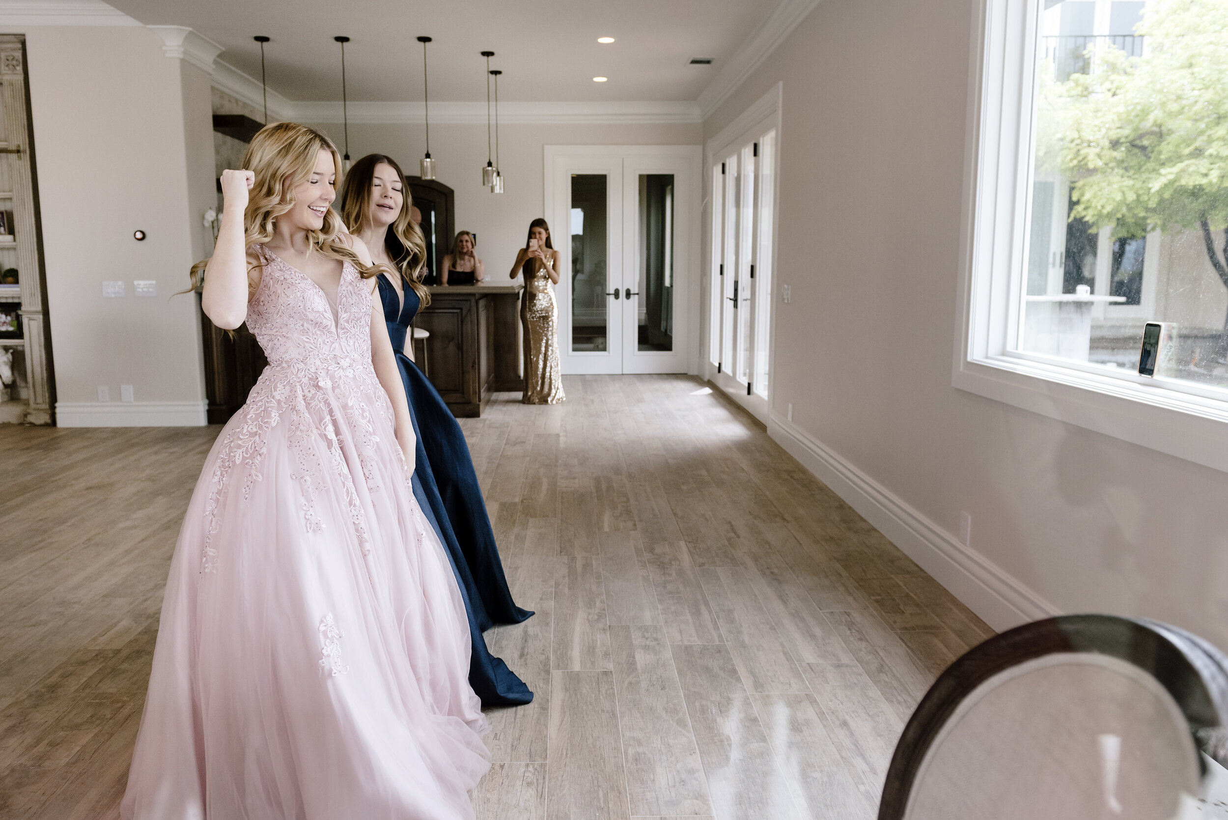  The Reese family films TikTok videos of themselves celebrating the girls' canceled high school prom from their home in Danville, Calif, on Saturday, March 28, 2020.     