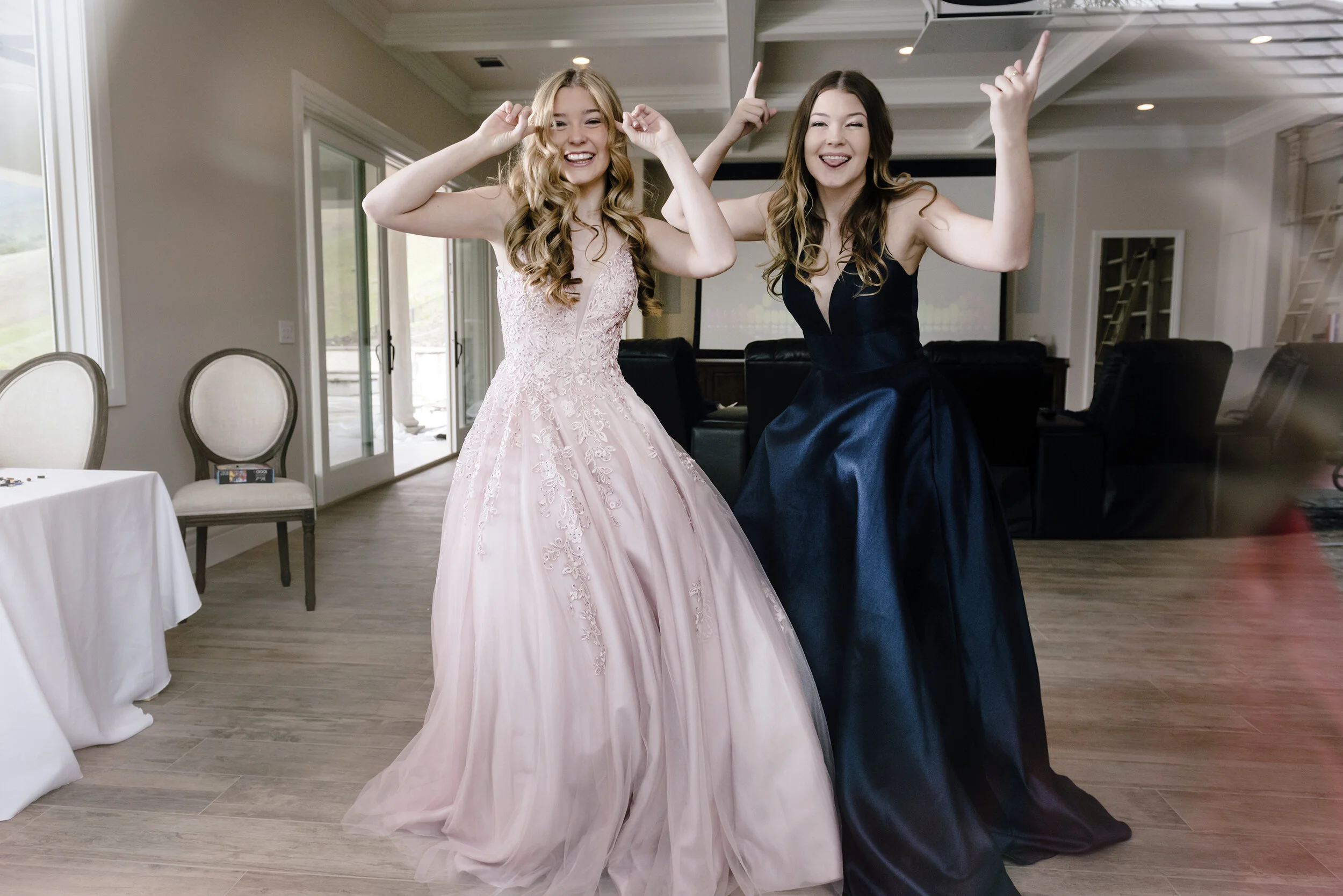  The Reese family films TikTok videos of themselves celebrating the girls' canceled high school prom from their home in Danville, Calif, on Saturday, March 28, 2020.     
