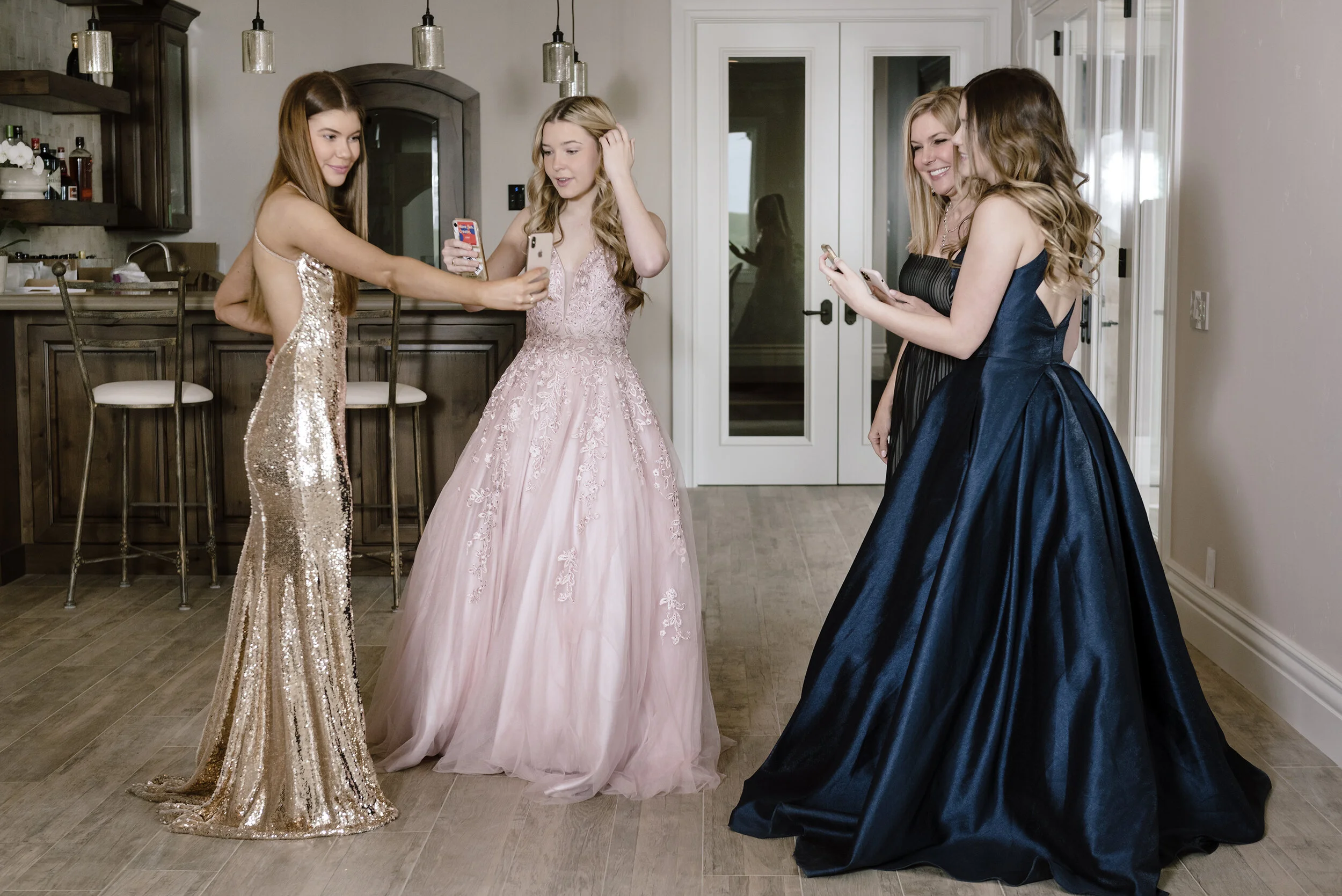  The Reese family films TikTok videos of themselves celebrating the girls' canceled high school prom from their home in Danville, Calif, on Saturday, March 28, 2020.     