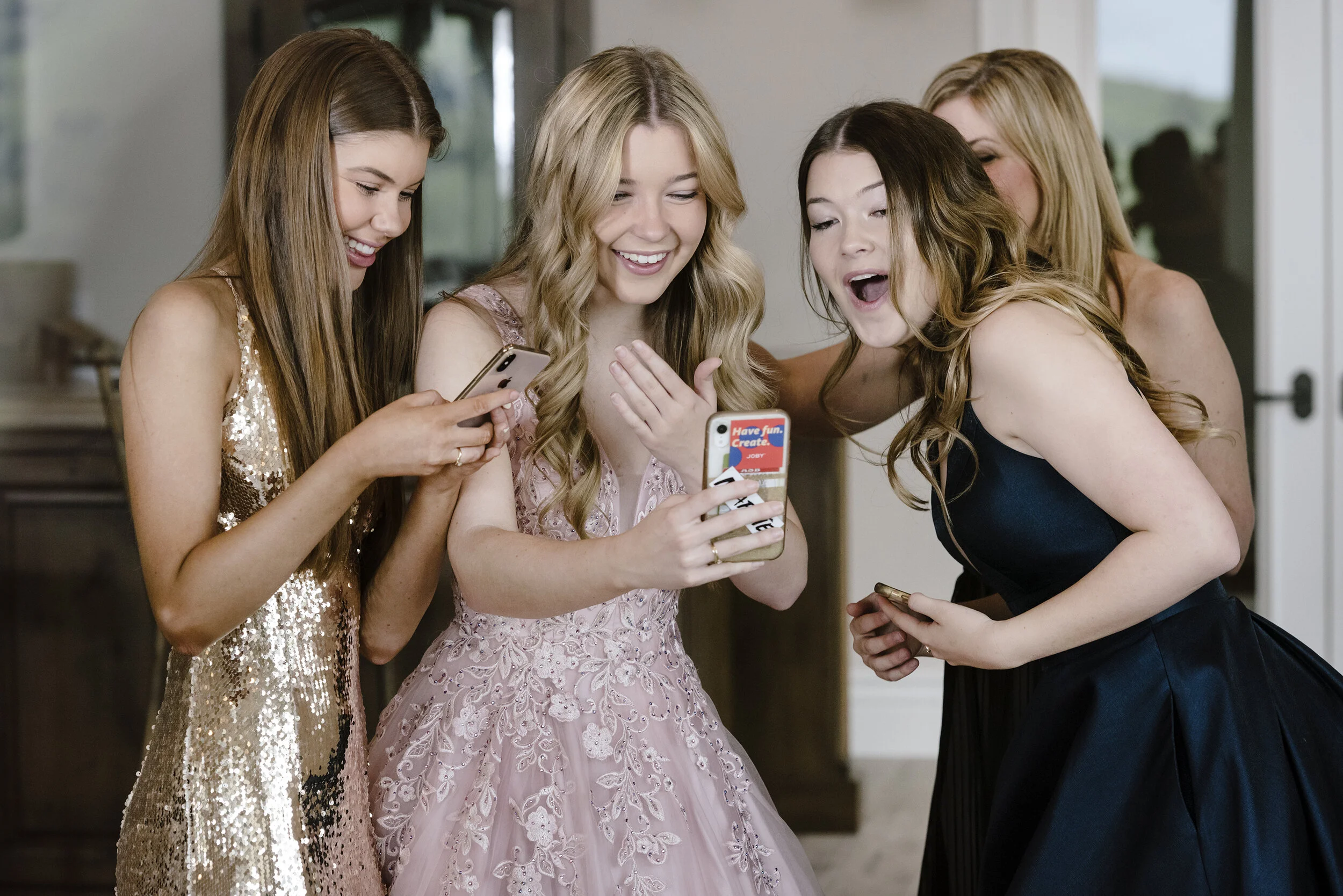  The Reese family films TikTok videos of themselves celebrating the girls' canceled high school prom from their home in Danville, Calif, on Saturday, March 28, 2020.     