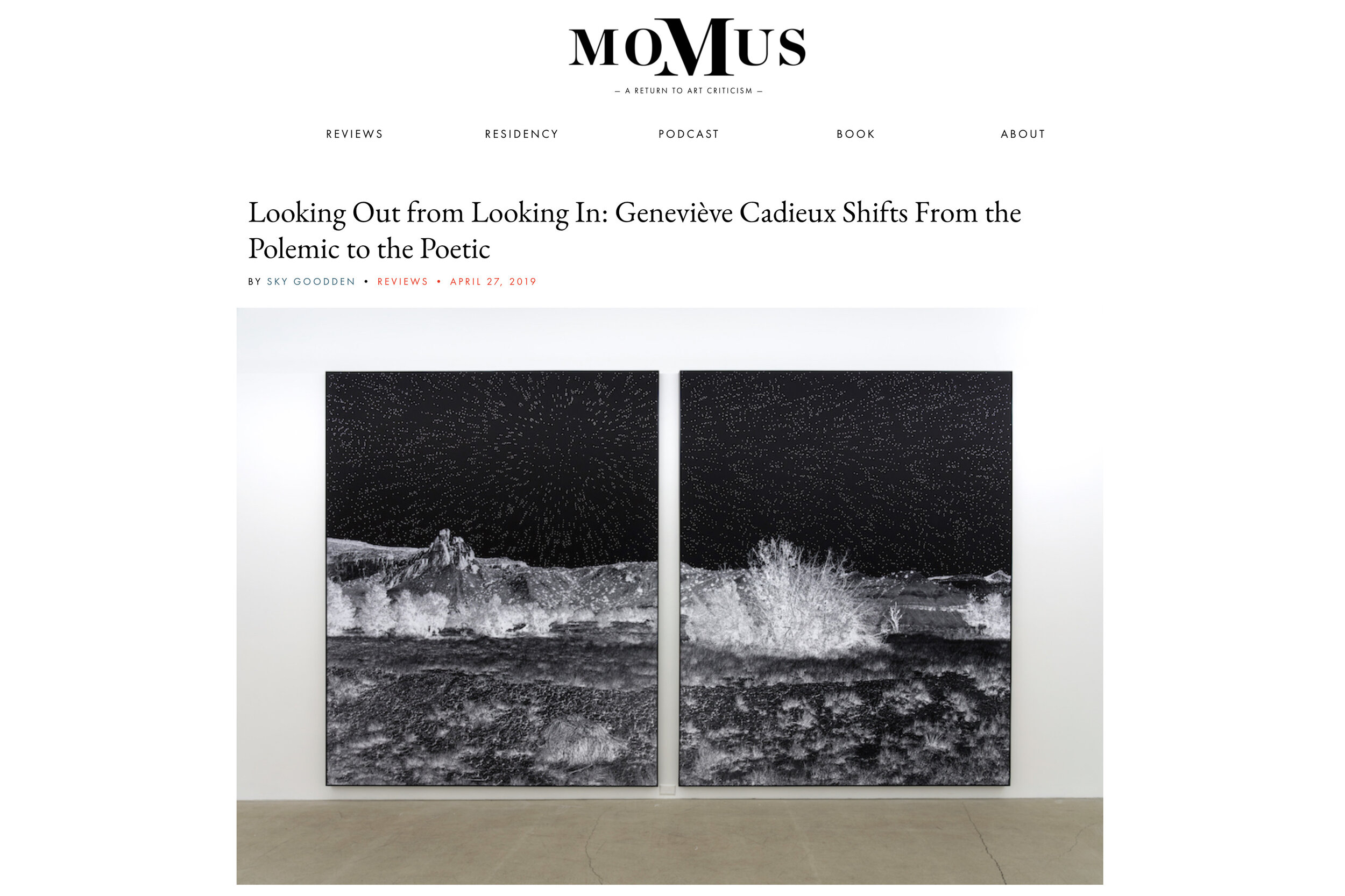 Looking Out from Looking In: Geneviève Cadieux Shifts From the Polemic to the Poetic