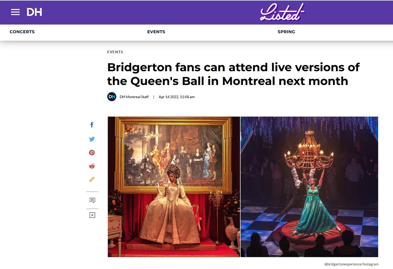 Bridgerton fans can attend live versions of the Queen's Ball in Montreal next month
