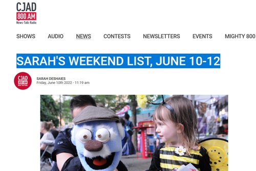 Sarah's Weekend List, June 10-12