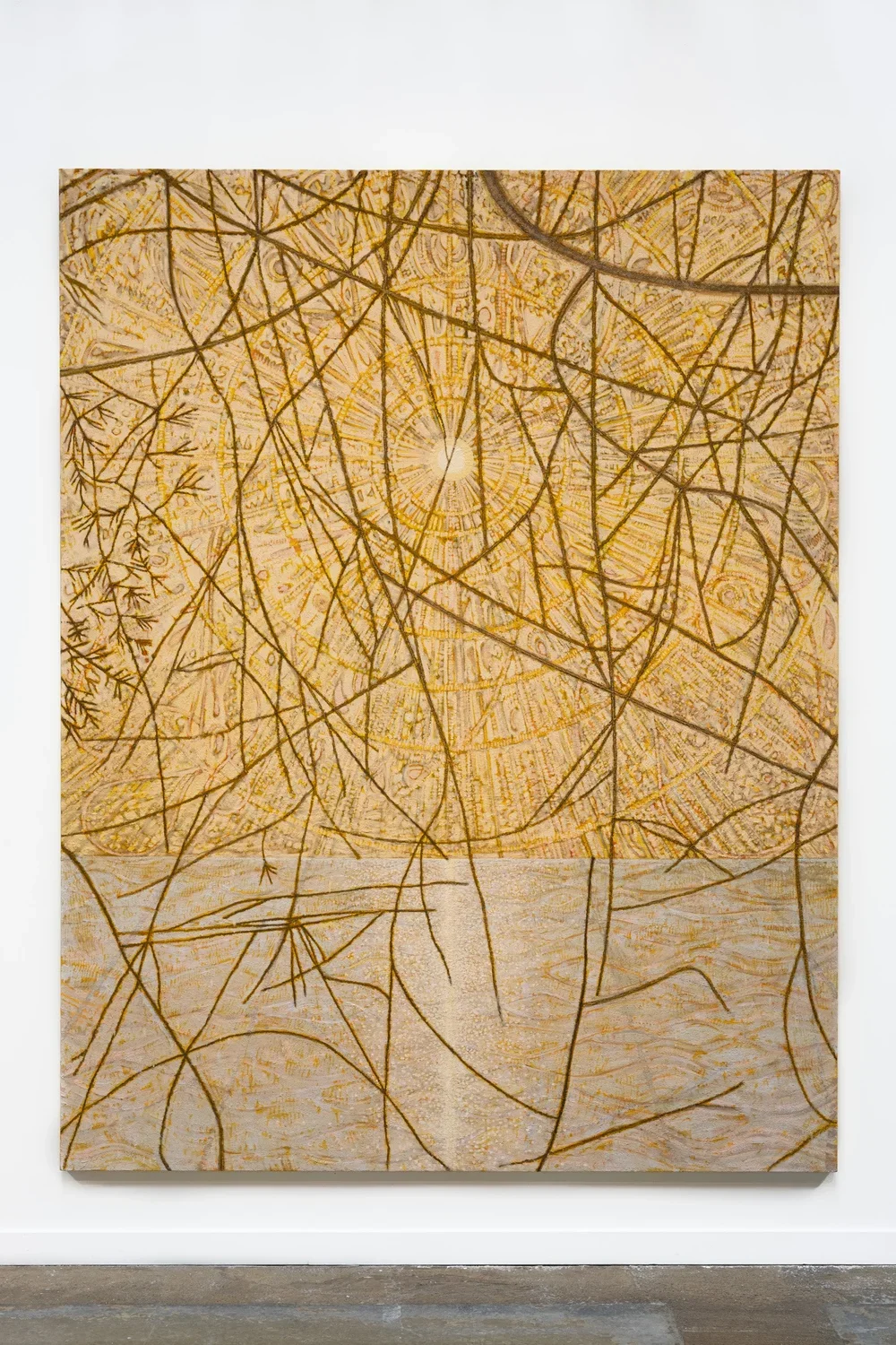  Sky Glabush ,  The letter of this alphabet were trees , 2024 Huile et sable sur toile / Oil and sand on canvas 274,3 x 213,3 cm / 108 x 84 in © Studio Lux 