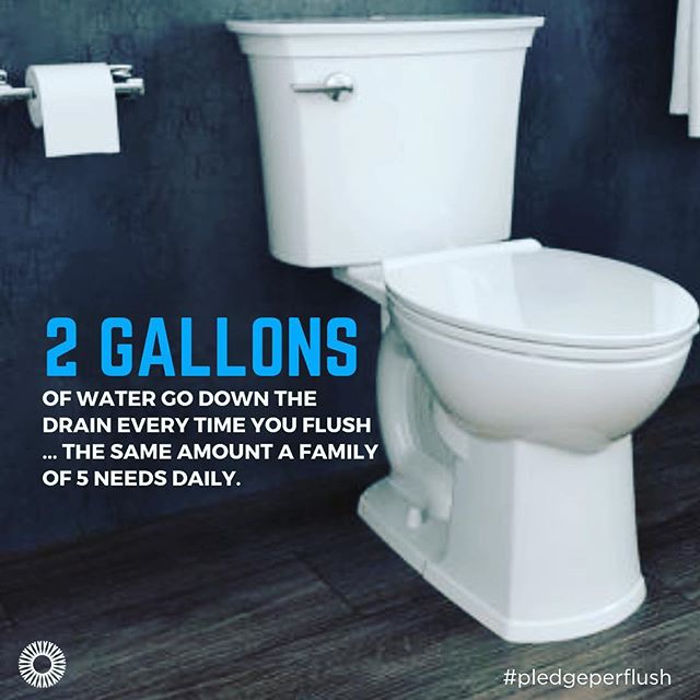 Ponder this: 1 FLUSH of your toilet produces the same amount of #cleanwater needed by 1 FAMILY for 1 DAY in a developing country! Our #PledgePerFlush is seeking to make every flush turn into clean water for life for those families. (Click the link in