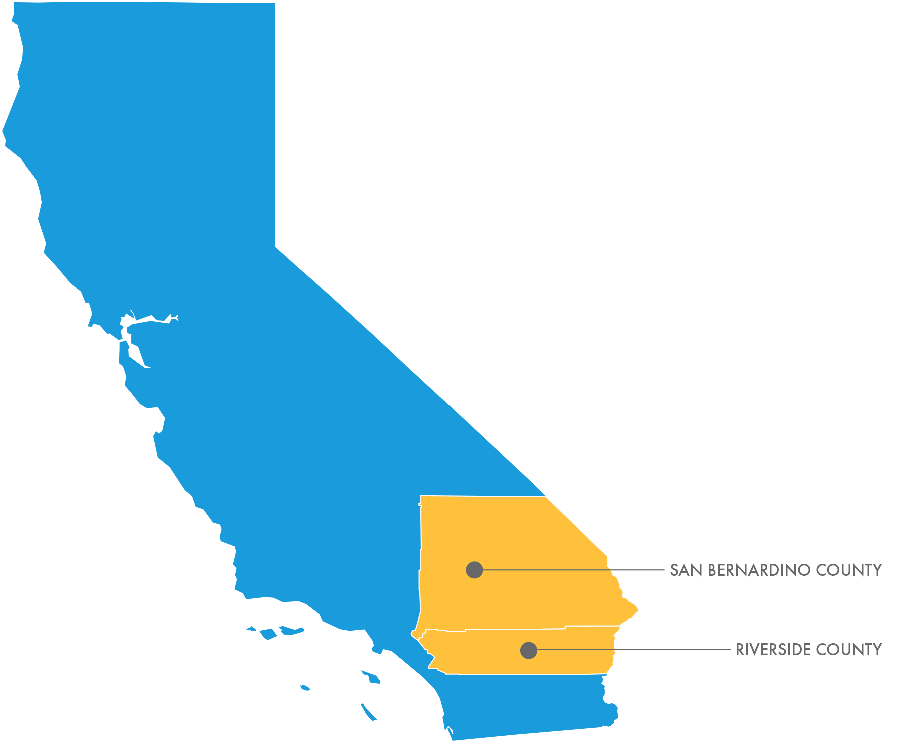 Map depicting counties in California that are included in College Next.