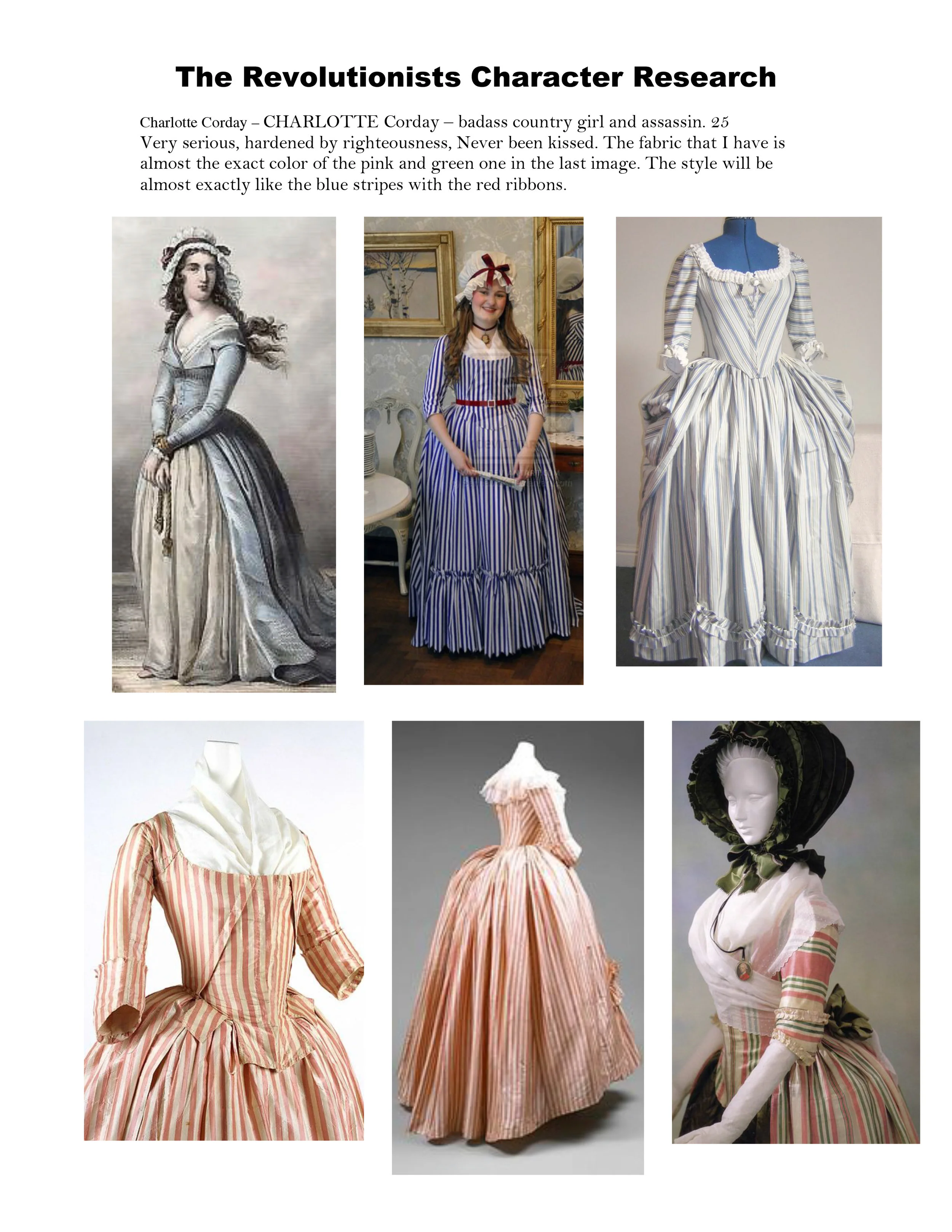 Character Reseache for Charlotte Corday by Jennifer Rose Davis