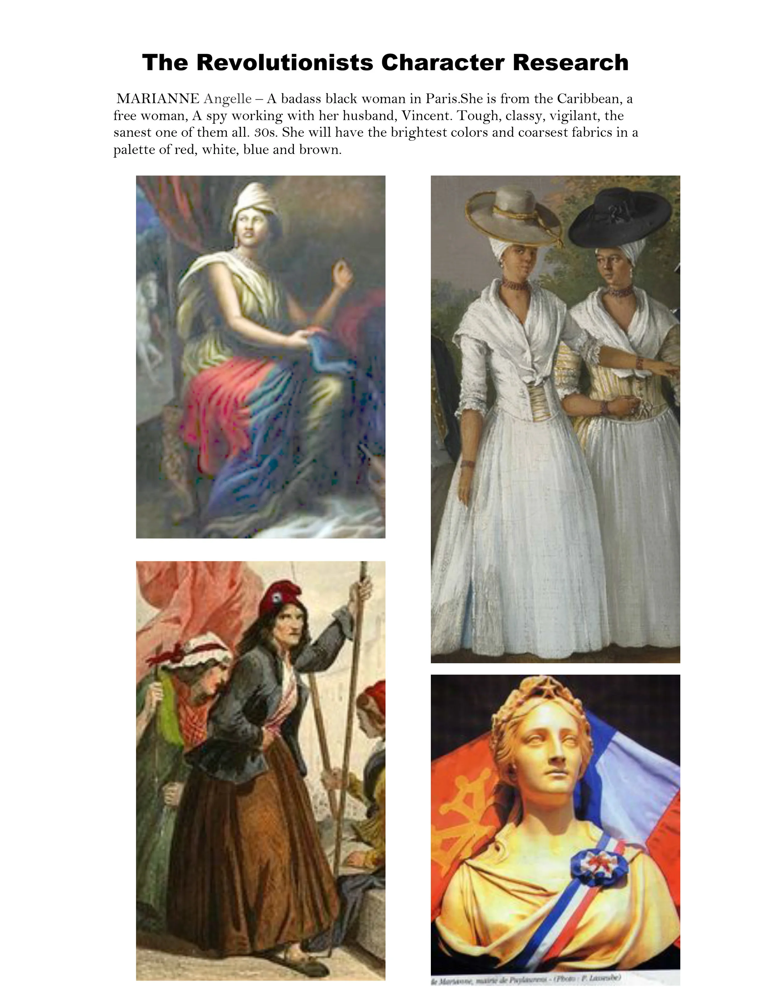 Character Reseache for Marianne Angelle by Jennifer Rose Davis