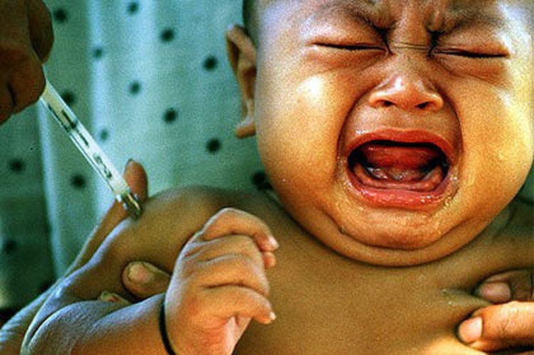 baby crying after vaccination