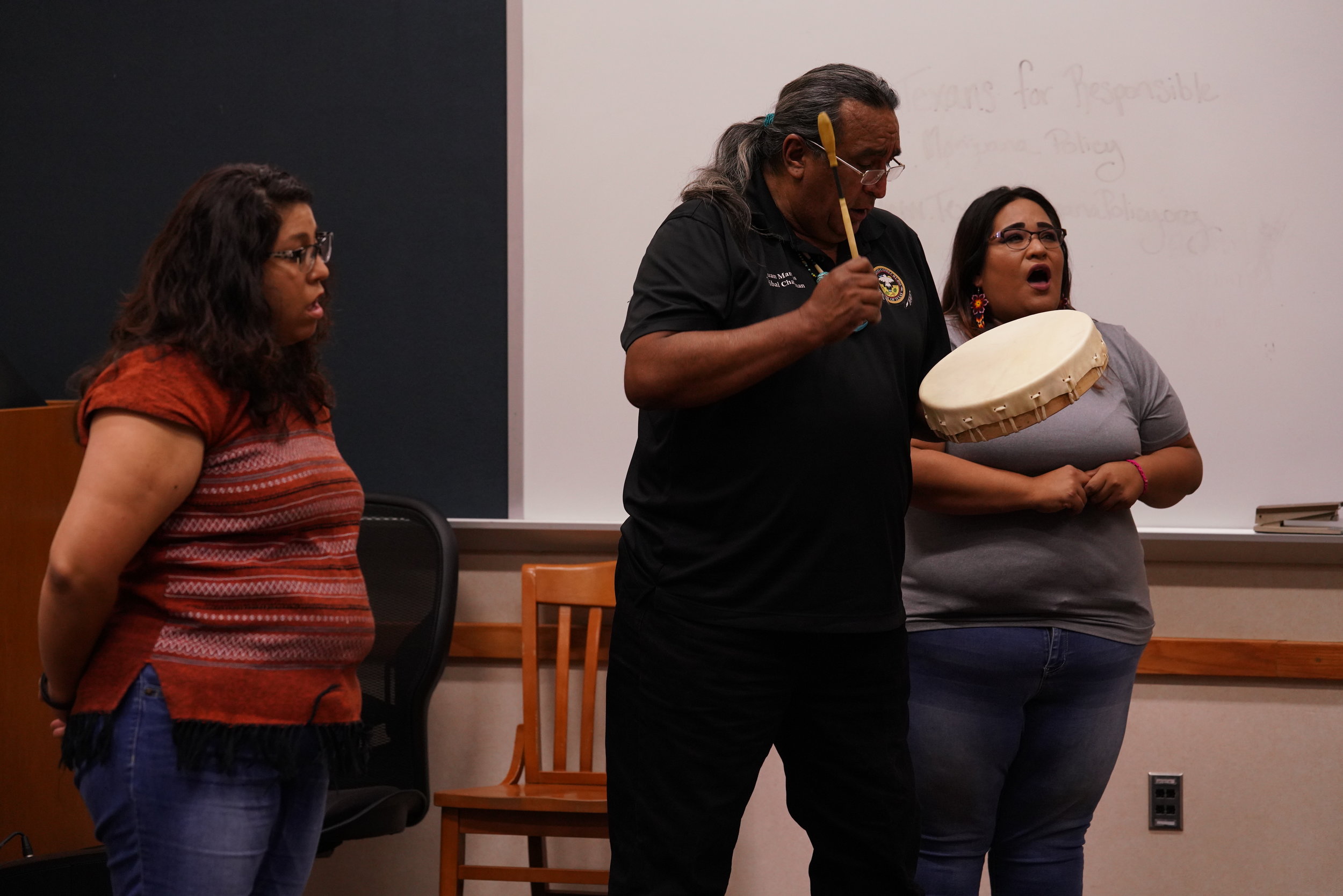 Members of the Carizo Comecrudo Tribe Perform a Blessing and Song at the first Lecture/ Workshop "History of the Land" (Head Phase)  (Copy)