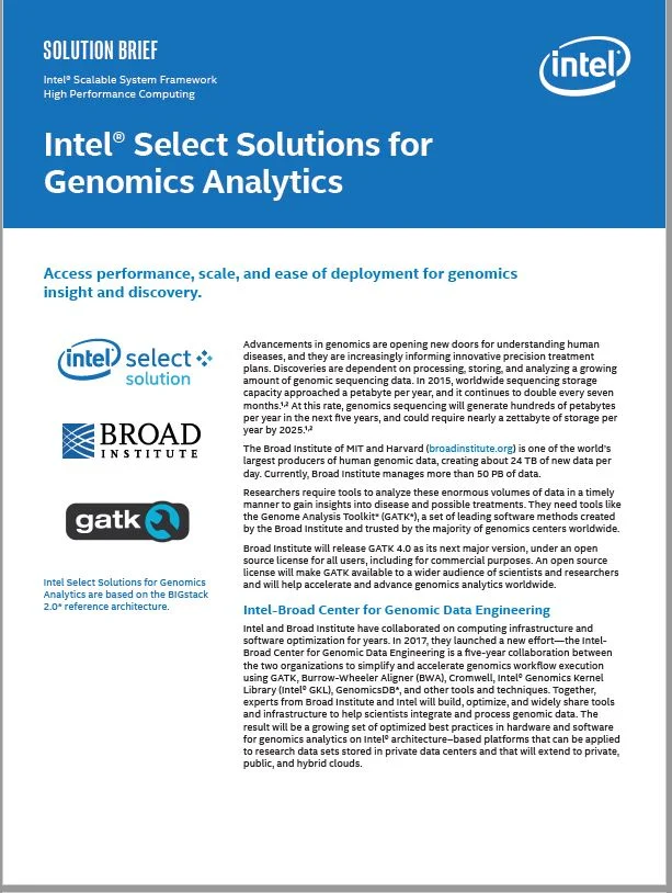 Intel® Select Solutions for Genomics Analytics