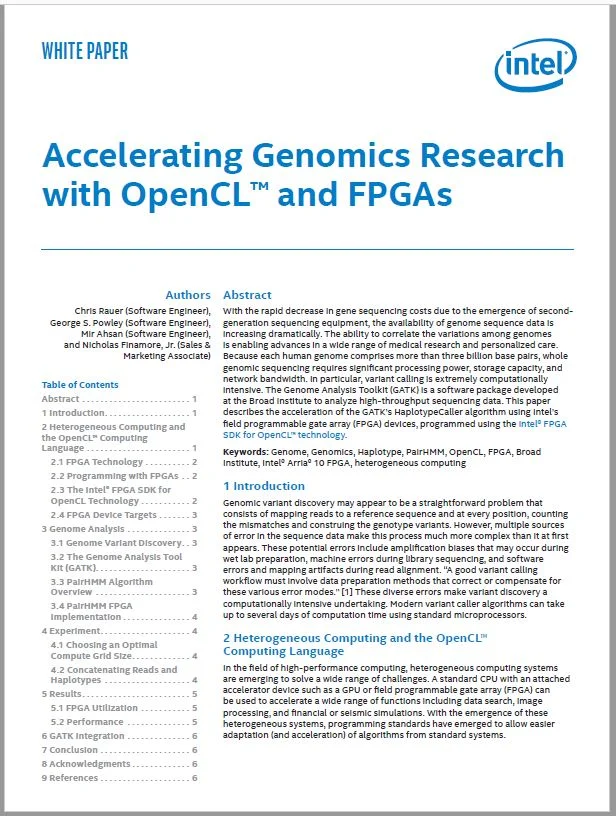 Accelerating Genomics Research with OpenCL™ and FPGAs