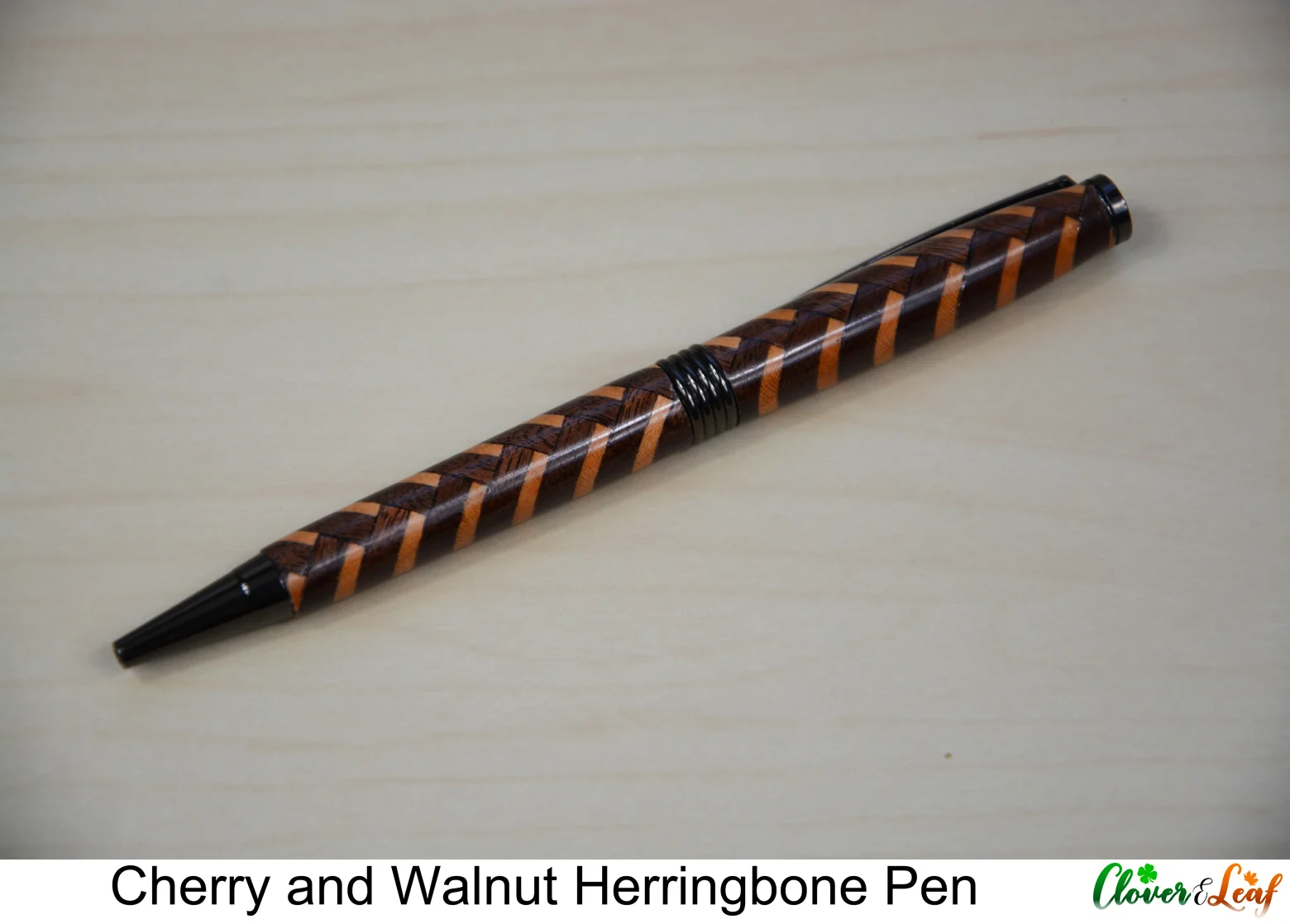 Cherry and Walnut Herringbone Pen