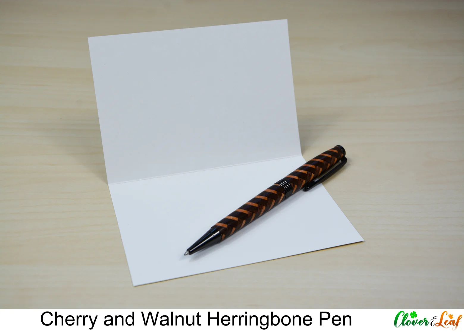 Cherry and Walnut Herringbone Pen with Card.jpg