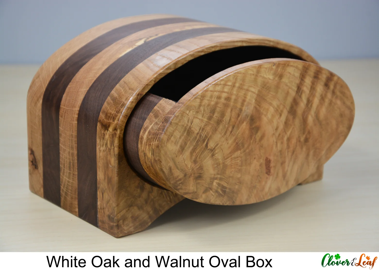 White Oak and Walnut Oval Box Drawer Open.jpg