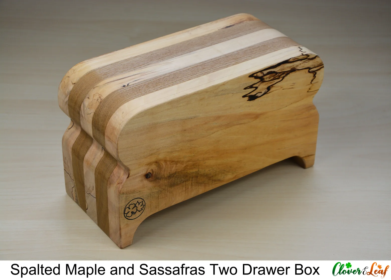 Spalted Maple and Sassafras Two Drawer Box Diagonal 3.jpg