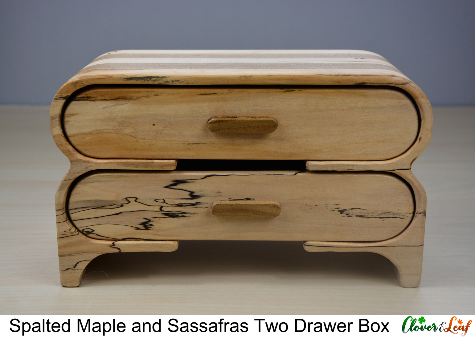 Spalted Maple and Sassafras Two Drawer Box Front.jpg