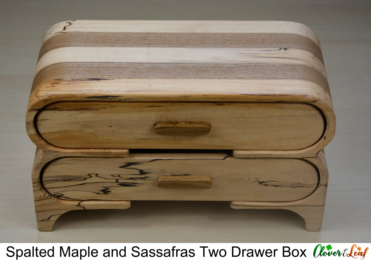 Spalted Maple and Sassafras Two Drawer Box Front and Above.jpg
