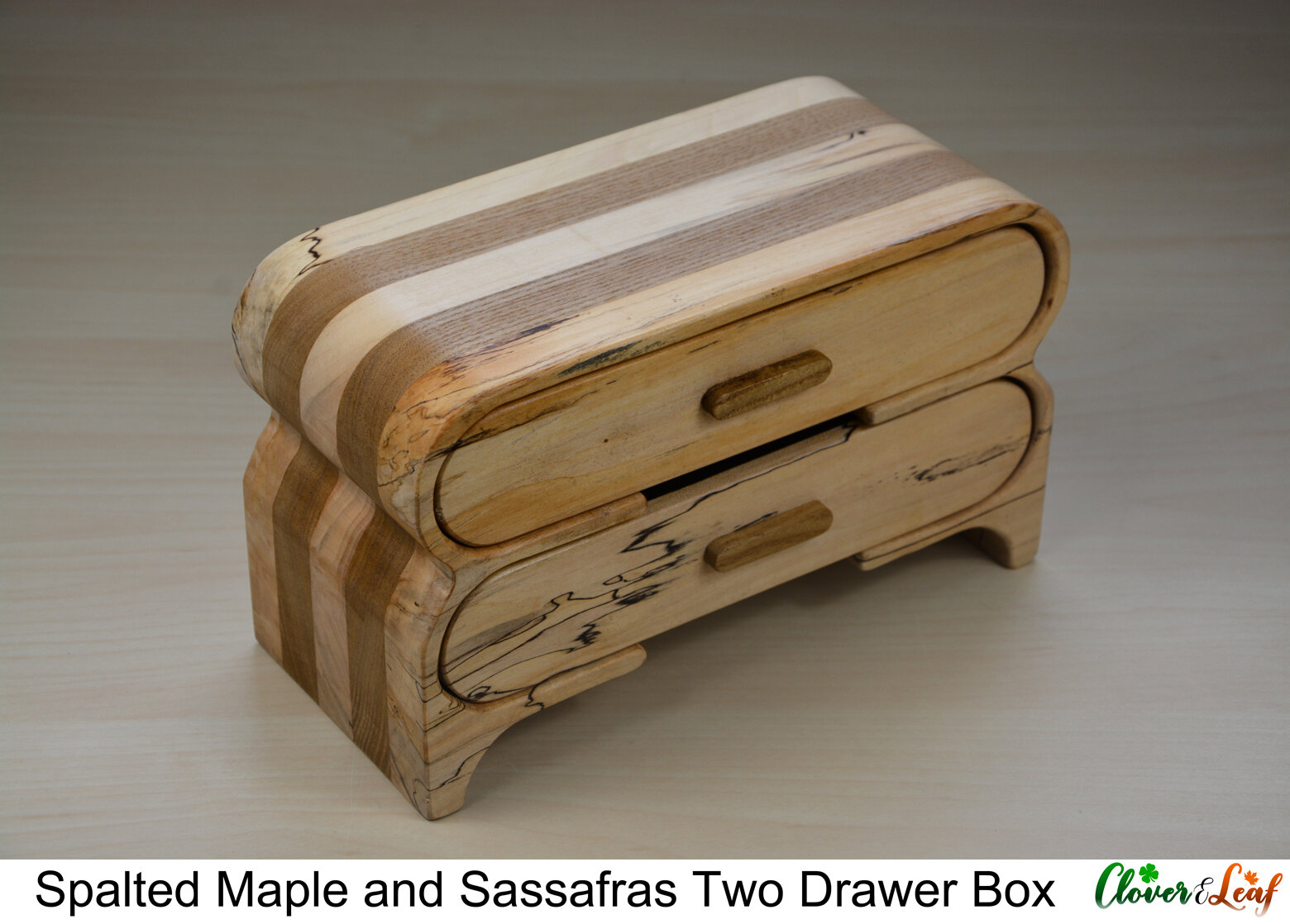 Spalted Maple and Sassafras Two Drawer Box Diagonal 1.jpg