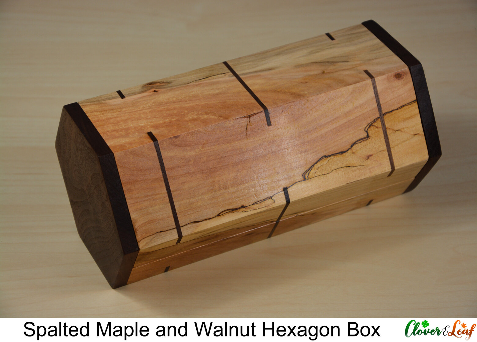 Spalted Maple and Walnut Hexagon Box Diagonal 1.jpg
