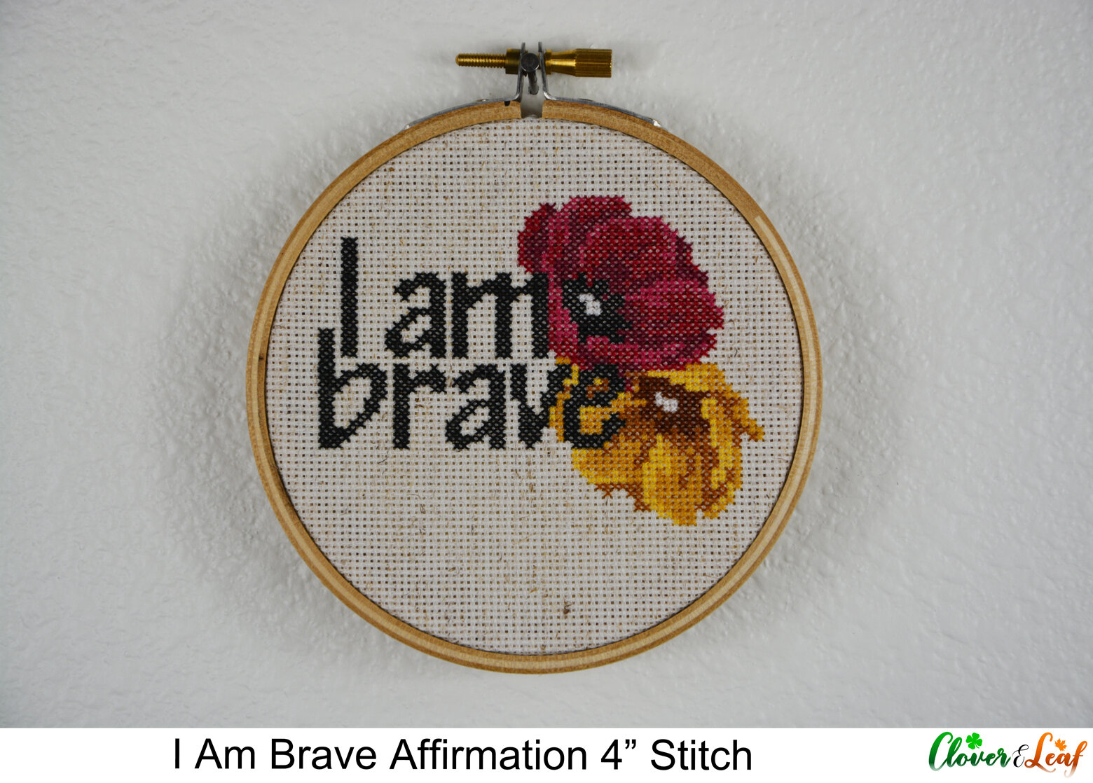 I Am Brave Affirmation 4" Cross Stitch Hoop 