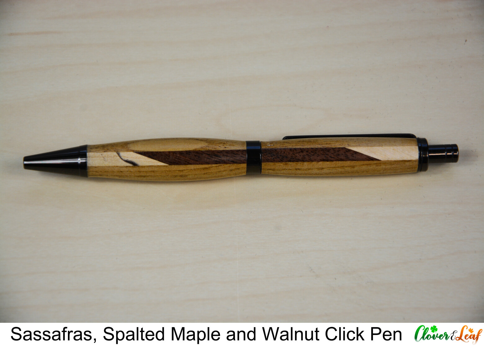 Sassafras, Spalted Maple and Walnut Click Pen Horizontal.jpg