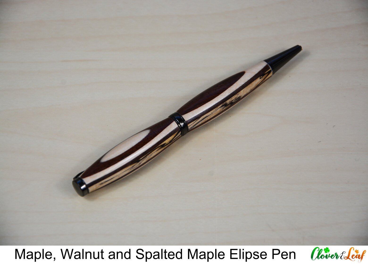 Maple, Walnut and Spalted Maple Elipse Pen Diagonal 4.jpg