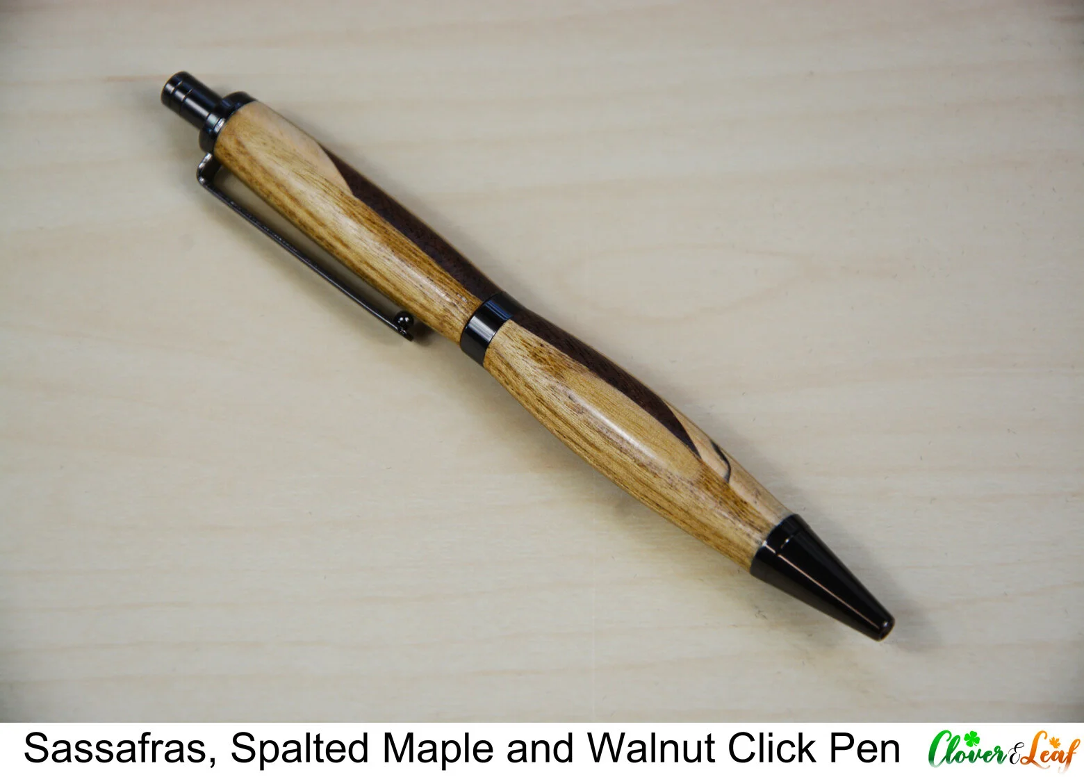 Sassafras, Spalted Maple and Walnut Click Pen