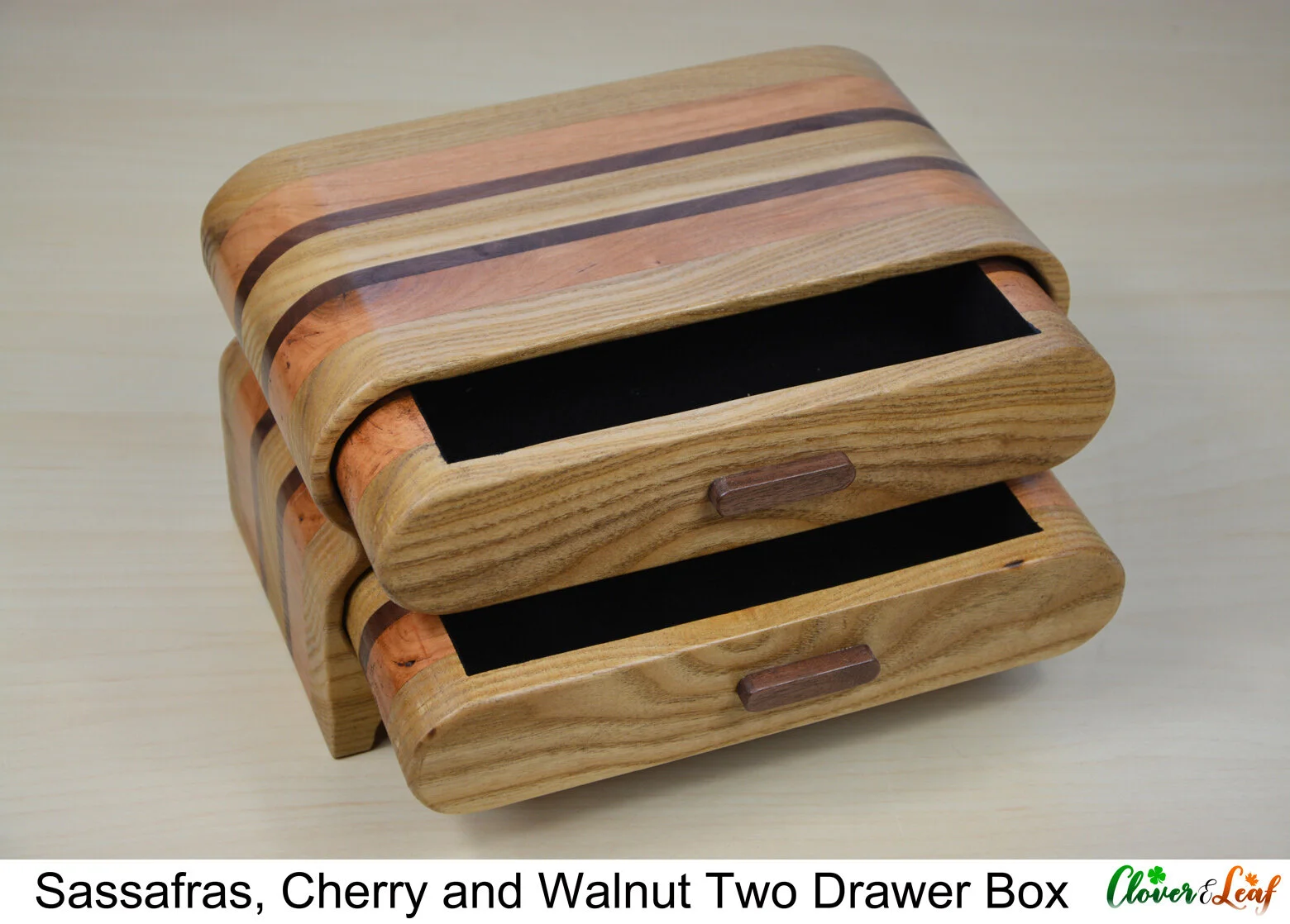 Two Drawer Box - Sassafras Cherry and Walnut Drawers Open.jpg