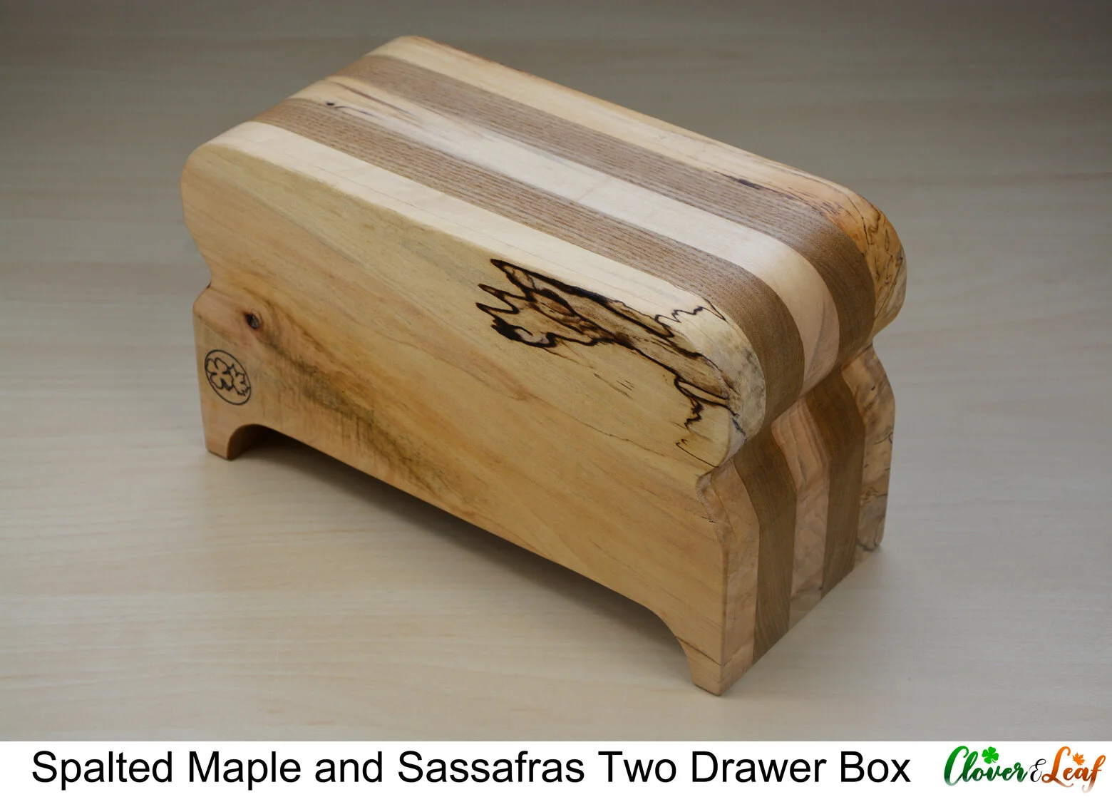 Spalted Maple and Sassafras Two Drawer Box Diagonal 2.jpg