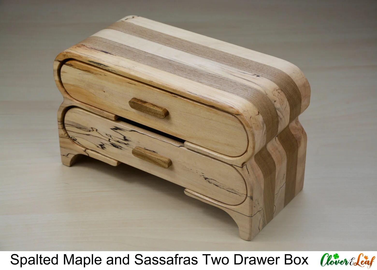 Spalted Maple and Sassafras Two Drawer Box Diagonal 4.jpg