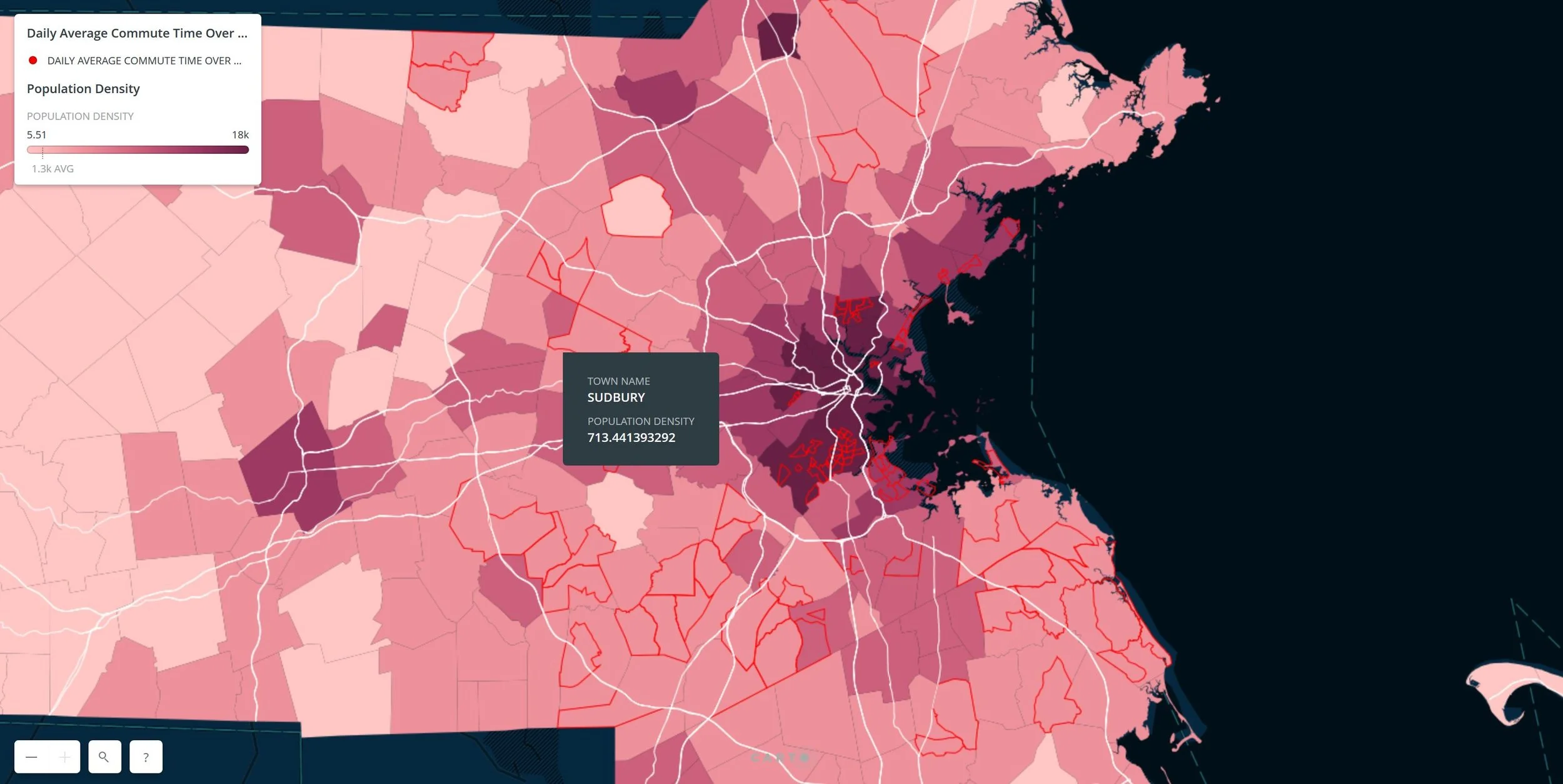 Average Daily Commute Time and Population Density