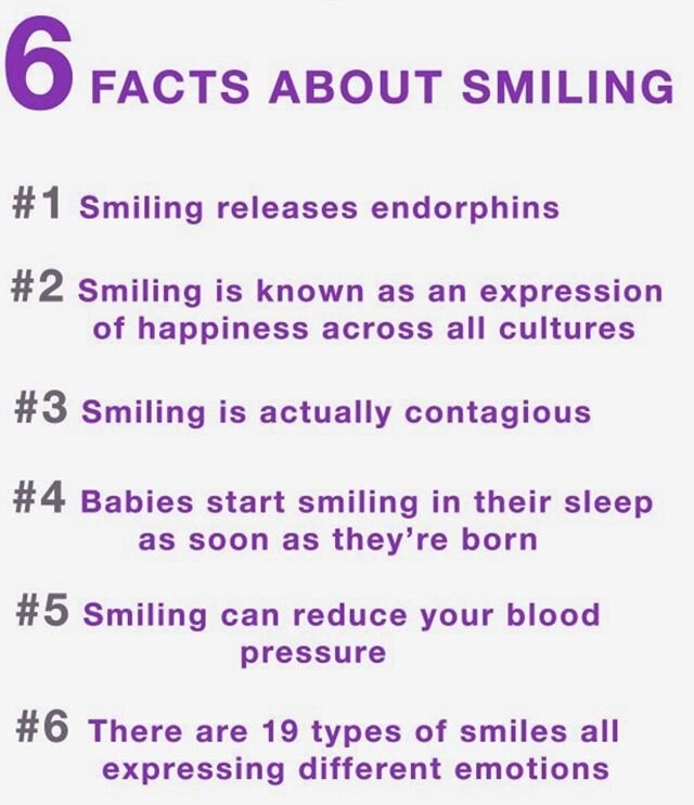 Six Facts about Smiling! Share your smile with someone today! 💜#sperbeckdental #smile #shareyoursmile