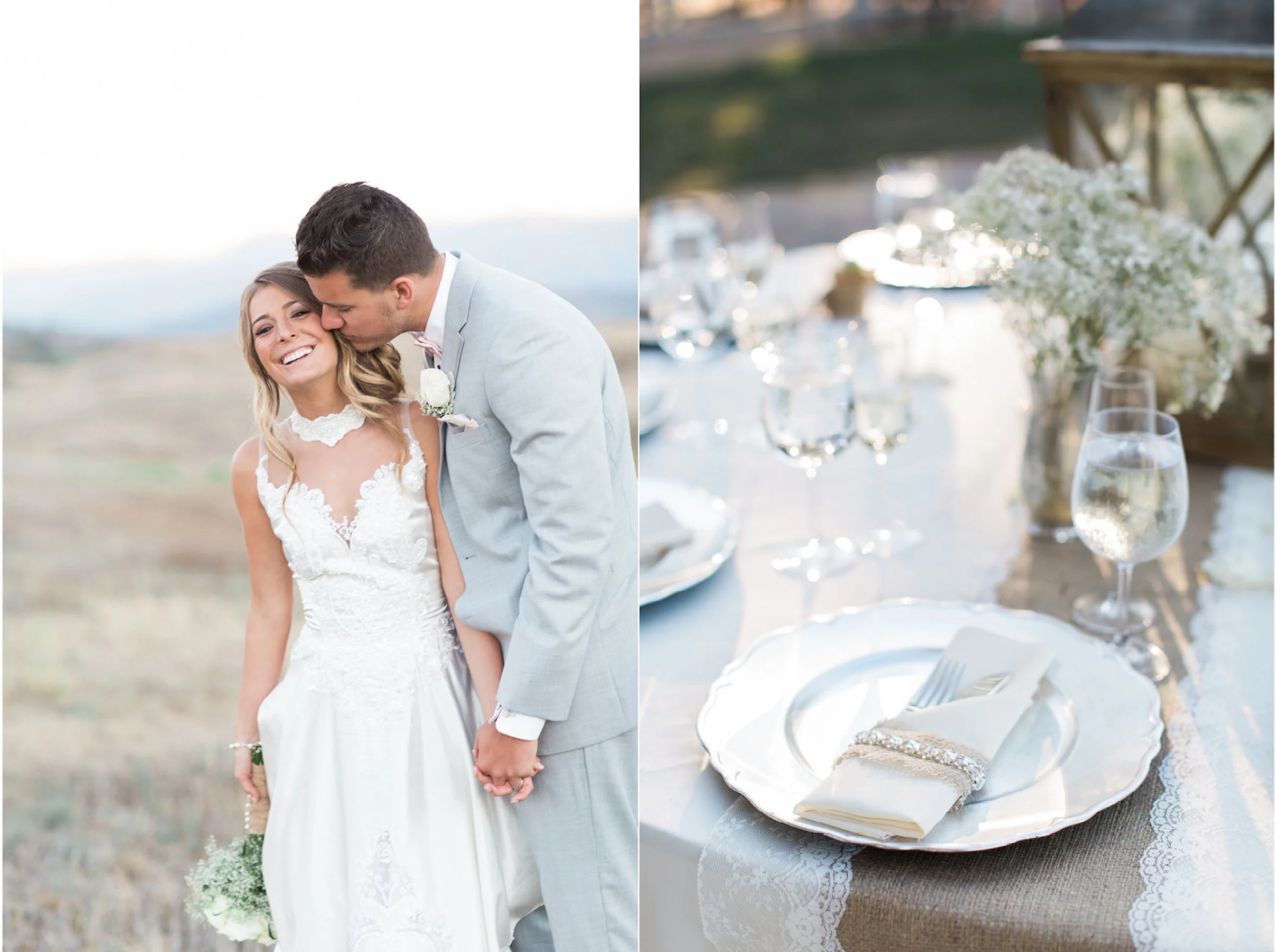 Amelia & Tim: Venue- Lake Oak Meadows, Temecula, Ca; Photography- Lauriana Fortuna; Decor & Rentals- Farm Girl Weddings; Wedding Gown Redesign- Cherie Riley Weddings