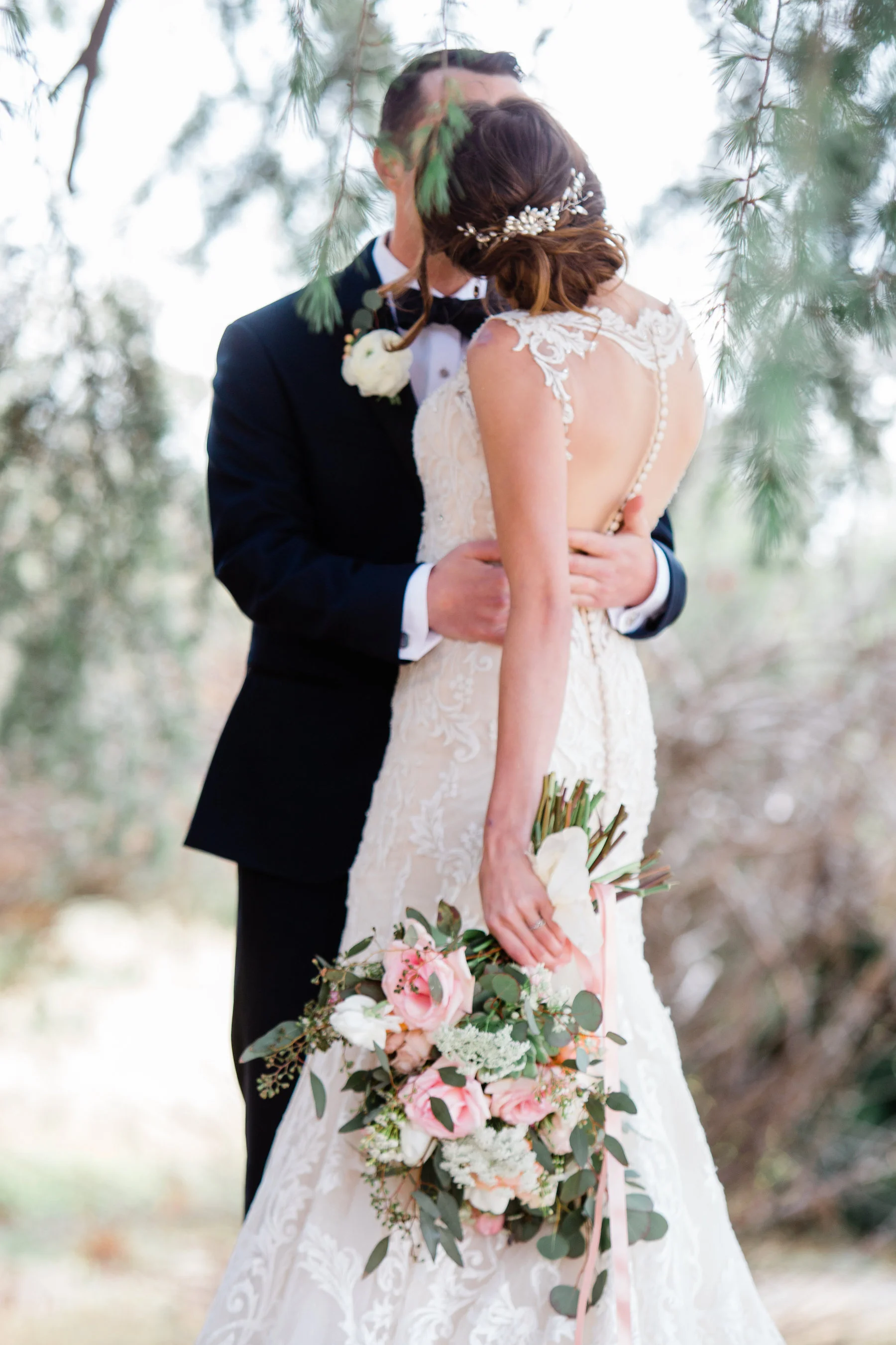 Venue- Highland Springs Ranch & Inn, Cherry Valley, CA; Photography- Lauriana Fortuana; Florals, The Nature of Things; Dress Redesign- Cherie Riley; Hair & Makeup- Cori Stephenson; Q The Music DJ, Video- Scott Davis
