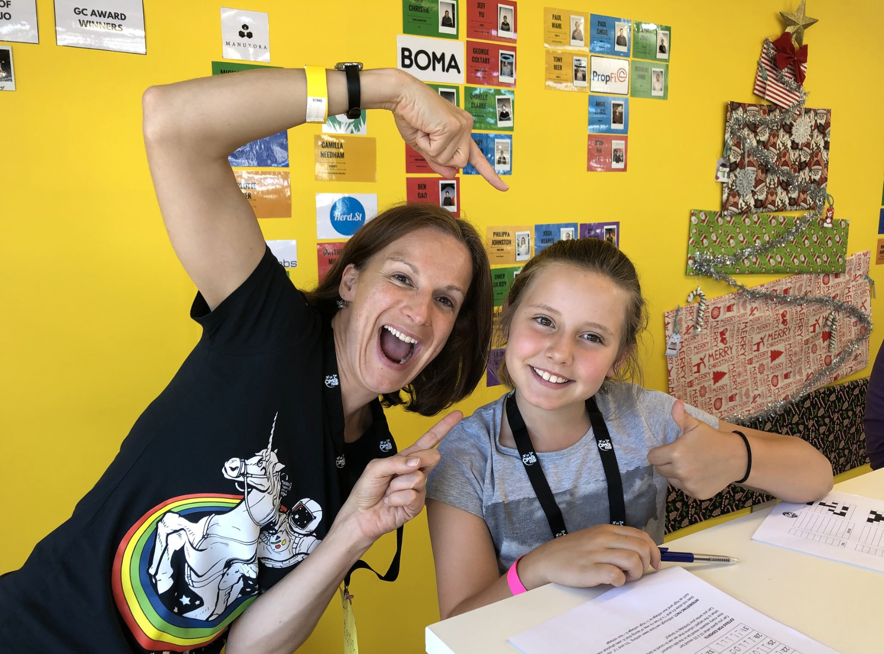 Ruth James with a student at OMGTech