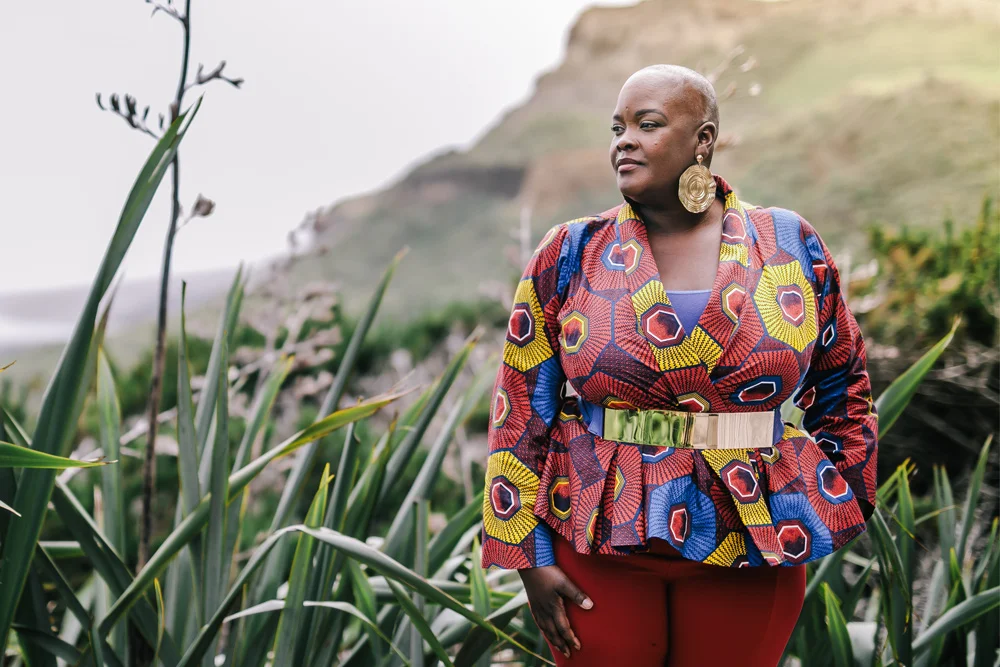 Sonya Renee Taylor amongst the beautiful New Zealand nature