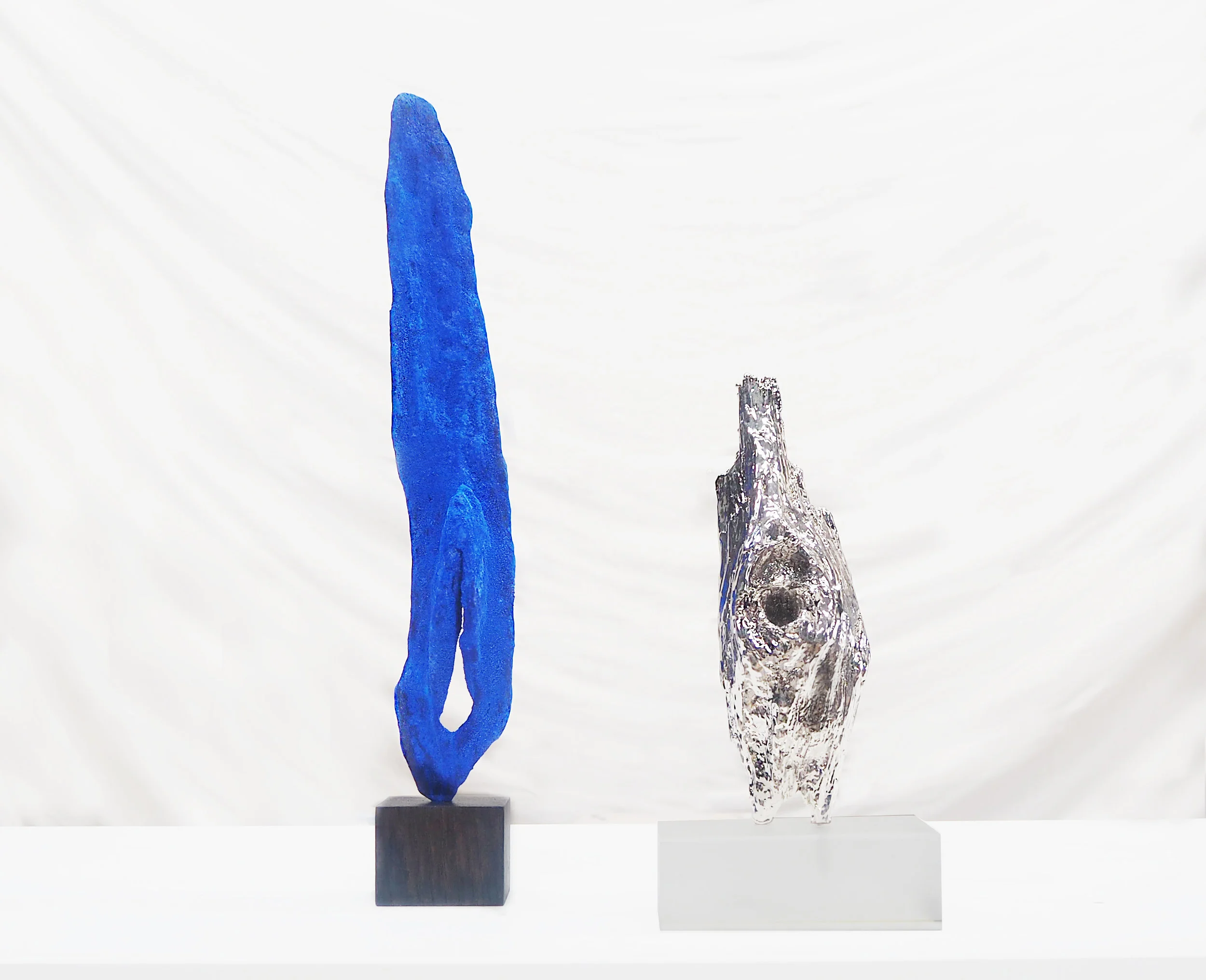 Small Standing Relic Blue Reclaimed Wood Pigment 5cm x 21cm Small Standing Relic Nickel Electroplated Reclaimed Wood on Perspex 10cm x 21cm