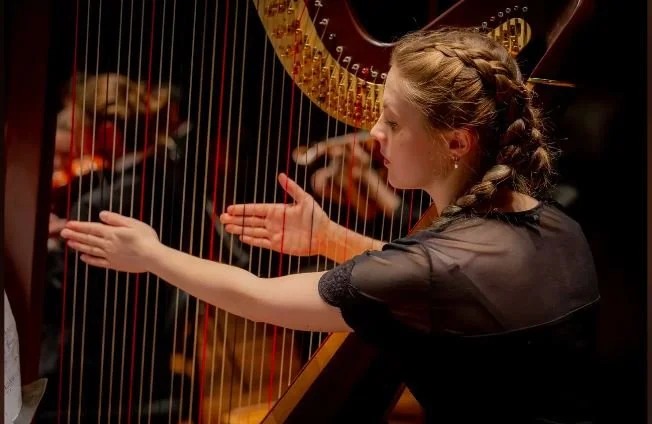 Sarah's harp performances in Melbou.JPG