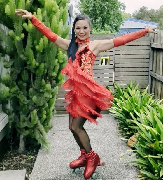 Hire Christmas roller skating artist Melbourne | BELLE engaging festive acts for community events | Artist Bookings