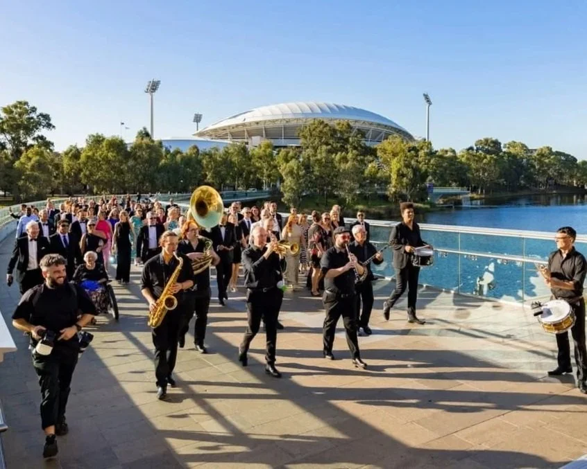 THE ATLANTIC ROVING BRASS BAND ADELAIDE SWING PRE DINNER DRINKS LIVE MUSIC