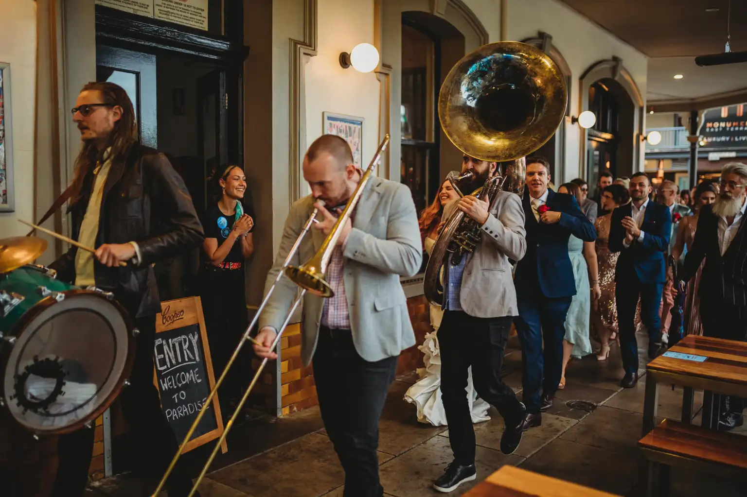 THE ATLANTIC ROVING BRASS BAND ADELAIDE JAZZ GARDEN PARTY ENTERTAINER HIRE