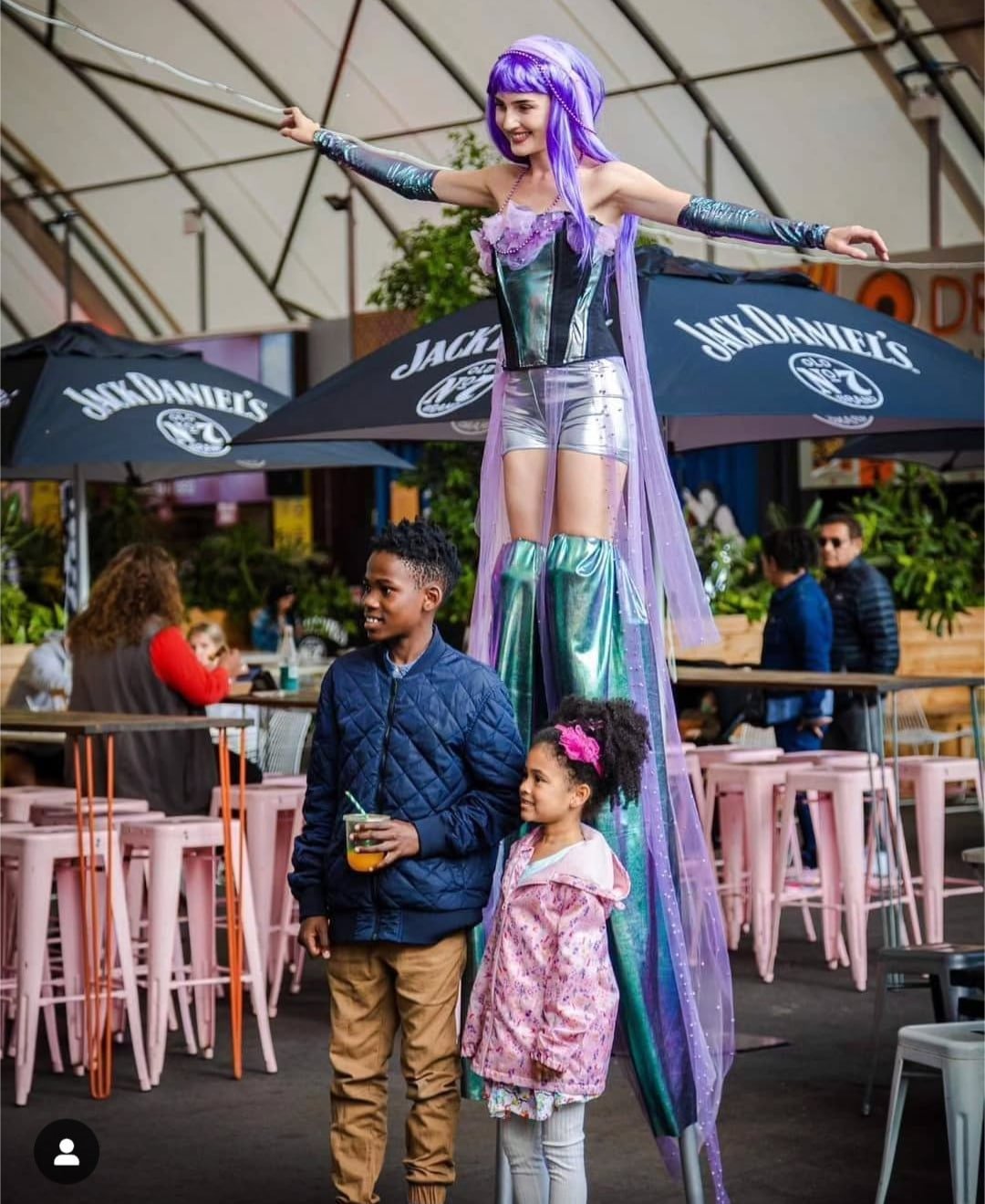 Hire high energy stilt walker Melbourne | CAITLIN is perfect for family events