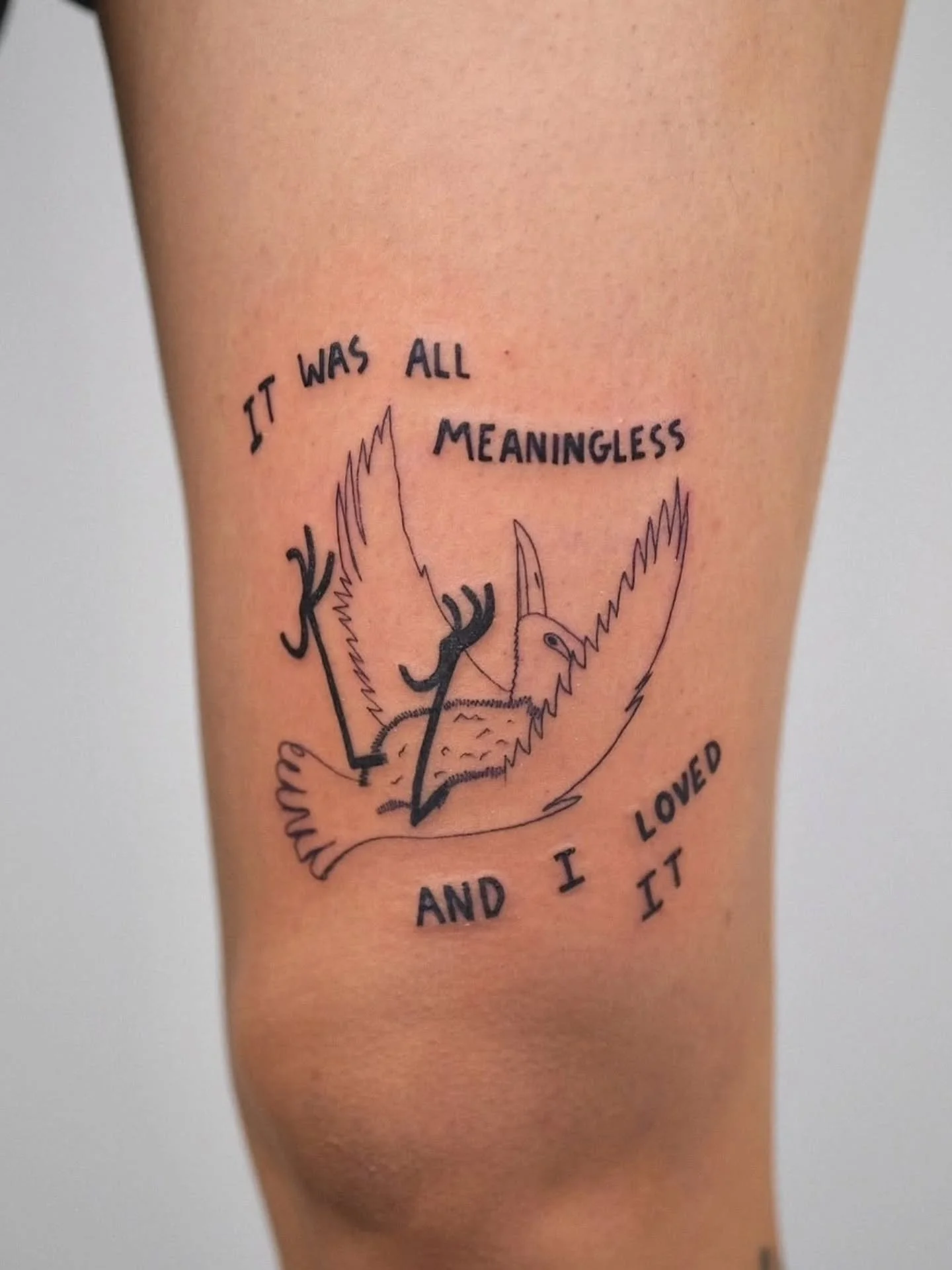 It was all meaningless and I loved it 🩷 by @zik_tats 
.
Upcoming: Bebop Pre-Holiday Market - Nov 28 &amp; 29 (announcement coming soon!) 
.
.
#tattoo #vancouvertattoo #vancouverart #yvr #birdtattoo #vancouvertattooartist #tattooflash