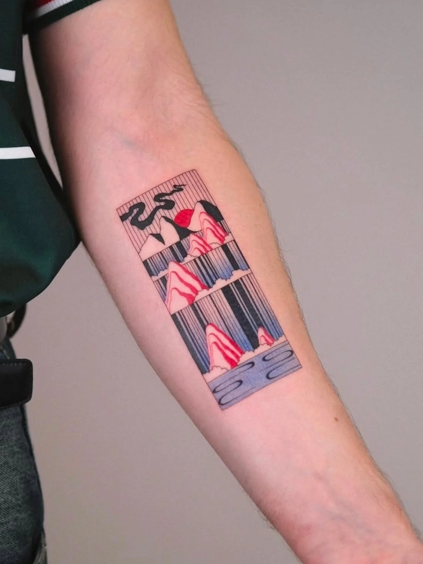 Environment piece 🏞 by @zik_tats 
.
.
#tattoo #vancouvertattoo #vancouverart #yvr #environment #vancouvertattooartist #colortattoo