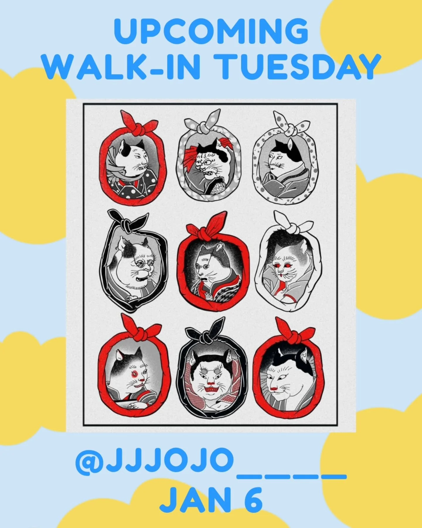 First Walk-in Tuesday of the year! @jjjojo____ Jan 6! 
.
👉 we host walk-ins every Tuesday with a different artist each week! 
.
.
#tattoo #vancouvertattoo #vancouverart #yvr #vancouvertattooartist #tattooflash