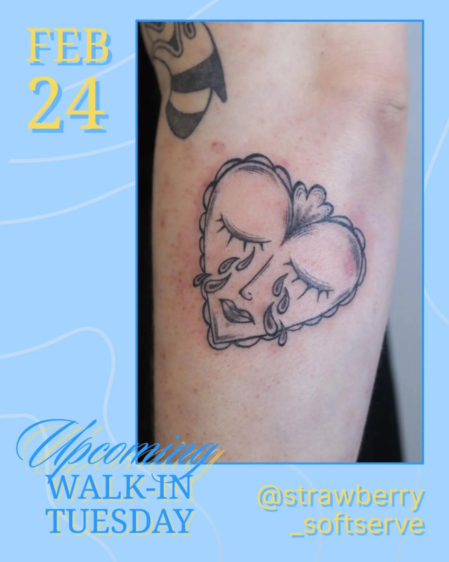 Next up for Walk-in Tuesday: @strawberry_softserve Feb 24! 
Check out their page as theres lots of flash to choose from! 
.
👉we host walk-ins every Tuesday with a different artist each week! 
3283 Main St, Vancouver 
.
.
#tattoo #vancouvertattoo #va